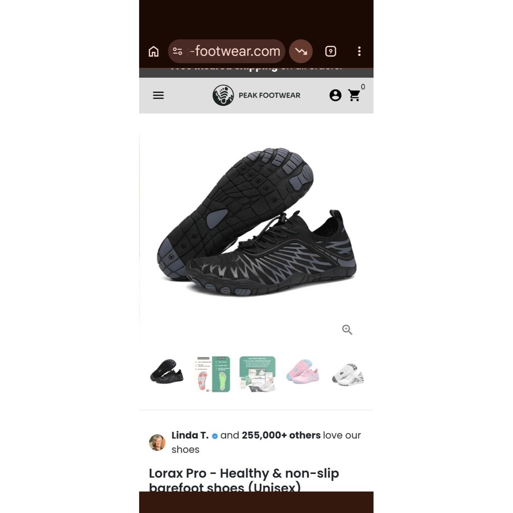 Peak Footwear Lorax Pro Healthy Non Slip Barefoot Shoes Women's Size 6